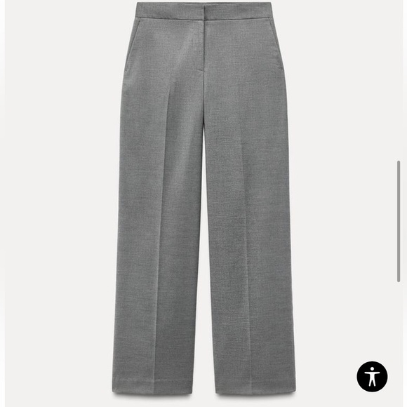 ZARA NWT Wool Blend Deep Charcoal Gray High Rise Straight Leg Trousers Size 6 - Picture 5 of 13